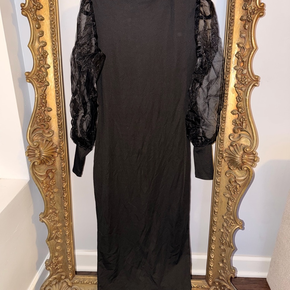 Black Dress with Sheer Sleeves SIZE 1XL
